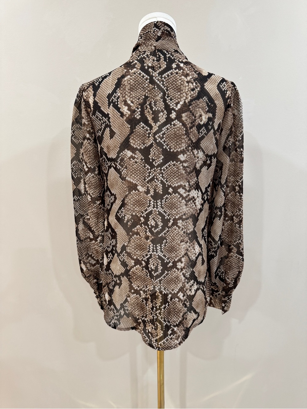 Altuzarra Snake-Print Tie-Neck Blouse Size S Brown and Black Animal Print Top - Picture 3 of 7